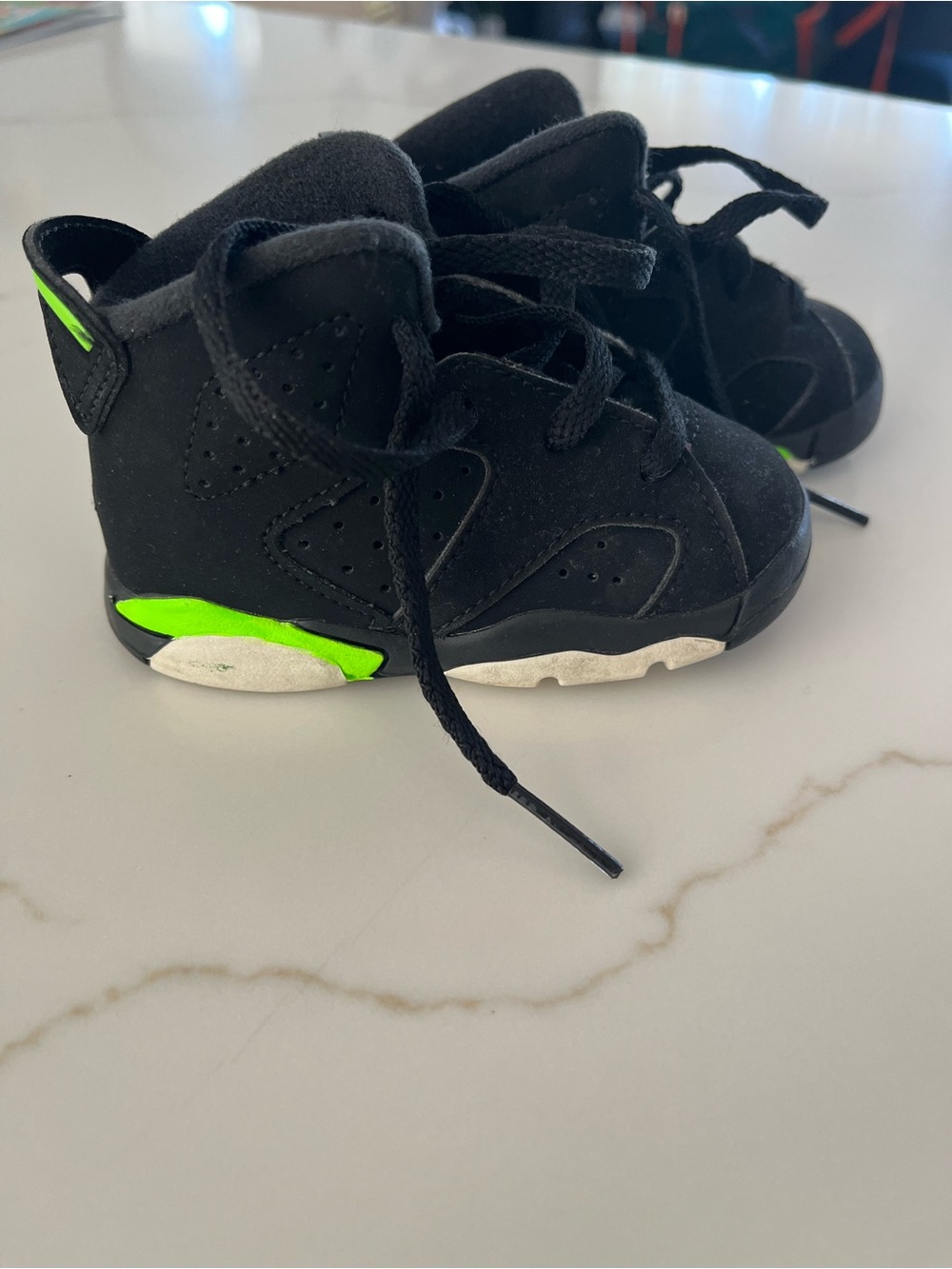Jordan Kids Black Sneakers with Neon Green Accents